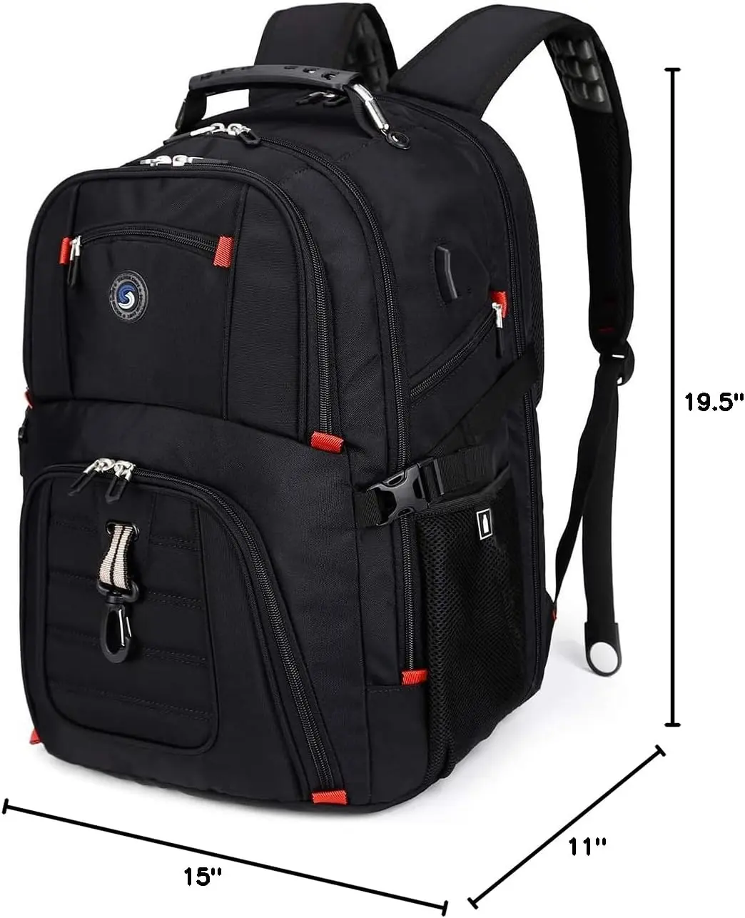 SHRRADOO Unisex Extra Large Plain Polyester Business/Travel Backpack - 17in Laptop-Fit, Combination Lock, Carry-On Flight Approved, Multiple Pockets for Work/College