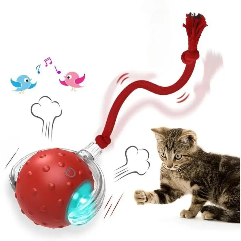 Cat Toy wiith 3 Adjustment Modes, Smart Automatic Moving Cat Ball Toys with Speedy Tail & Chirping Sound, Fun Toy for Indoor Cats & Kittens