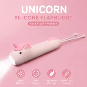 Kids Silicone Flashlight, Dimmable Flashlight for Toddlers Kids Boys Girls, Rechargeable Hanging Night Light for Camping, Night Walks and Home Use, Fun Animal Themed Portable Torch
