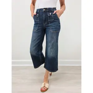 Judy Blue DOWNFALL High Waist Wide Leg Crop Utility Pocket