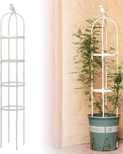 6ft Garden Obelisk Trellis for Climbing -Rustproof Metal Pipe with Heavy Duty Plastic Coated, Garden Outdoor Indoor Potted  Support for Clematis Vine Jasmine Support White