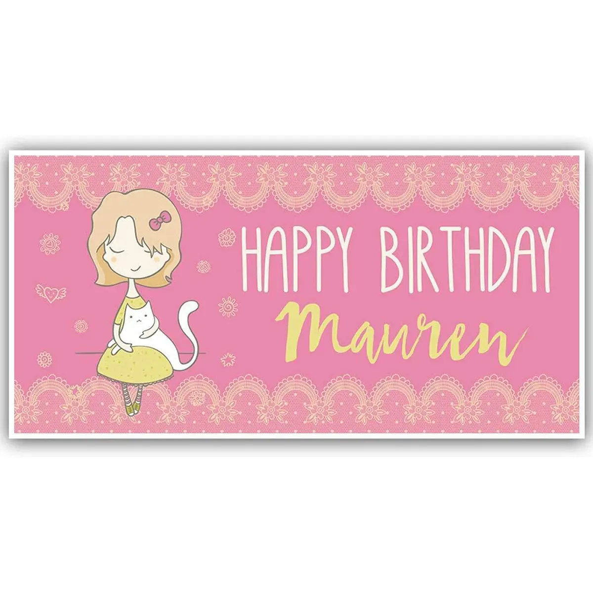 A Girl and her Cat Personalized Birthday Banner