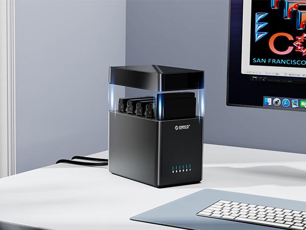 ORICO 5 Bay Hard Drive Enclosure USB C/A to SATA Magnetic Tool-Free External HDD Docking Station Case with 12V/6.5A Power Adapter for Family Storage Supports 2.5/3.5 inch Drives Max 110TB (5x22TB) - DS500, Linux, Usb 3.0, Independent Bracket, Transfer Spe
