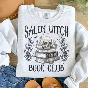 Salem Witch Book Club Sweatshirt - Ash Grey - Booktok Clean Sweatshirt - Spooky
