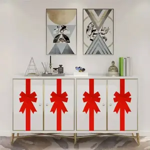 4 Piece Holiday Decoration Bow and Ribbon Set, Includes Dual Tape, No Assembly Needed, Reusable Non-Electric Decor for Doors and Cabinets