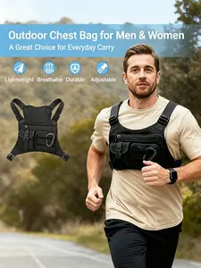 Men'S And Women'S  Chest - Features Adjustable Straps, Various Pockets, Perfect for Running, Hiking, Sports, And Workouts, Safe Storage Compartment | Stylish Black Design | Sturdy Zippered Pockets