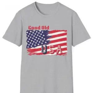Good Old USA Flag T-shirt to Celebrate Fourth of July Memorial Day and the Good Old USA Patriotic Design Unisex Short Sleeve Crewneck Top for Everyone