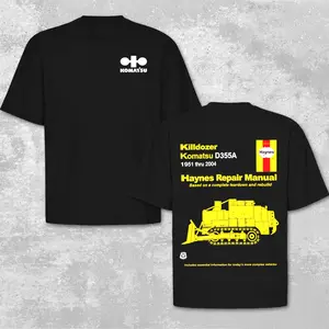 Komatsu Bulldozer T-shirt, Killdozer Inspired Heavy Equipment Graphic Pullover, Haynes Repair Manual Style Design, Industrial Workwear Streetwear, Mechanic Engineer Aesthetic Hoodie, Vintage Construction Machinery Apparel, Oversized Unisex Cotton Classic