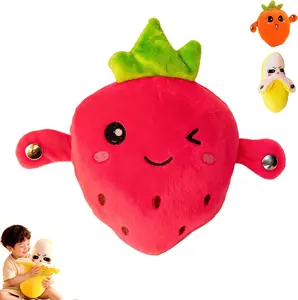 Soft Plush Musical Sensory Toy, Interactive Plush Toy with Sounds, Skin Touch Activated Sound Doll, Dual Mode Educational Toy, Fruit Style Gift for Baby Kids Boys Girls All Ages(Pink Strawberry)