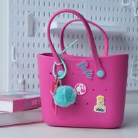 hot pink bag + blue charm