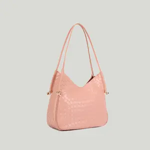Raya Woven Hobo Shoulder Bag with Adjustable Gold Hardware, Elegant Slouchy Handbag for Daily Commute and Casual Outings