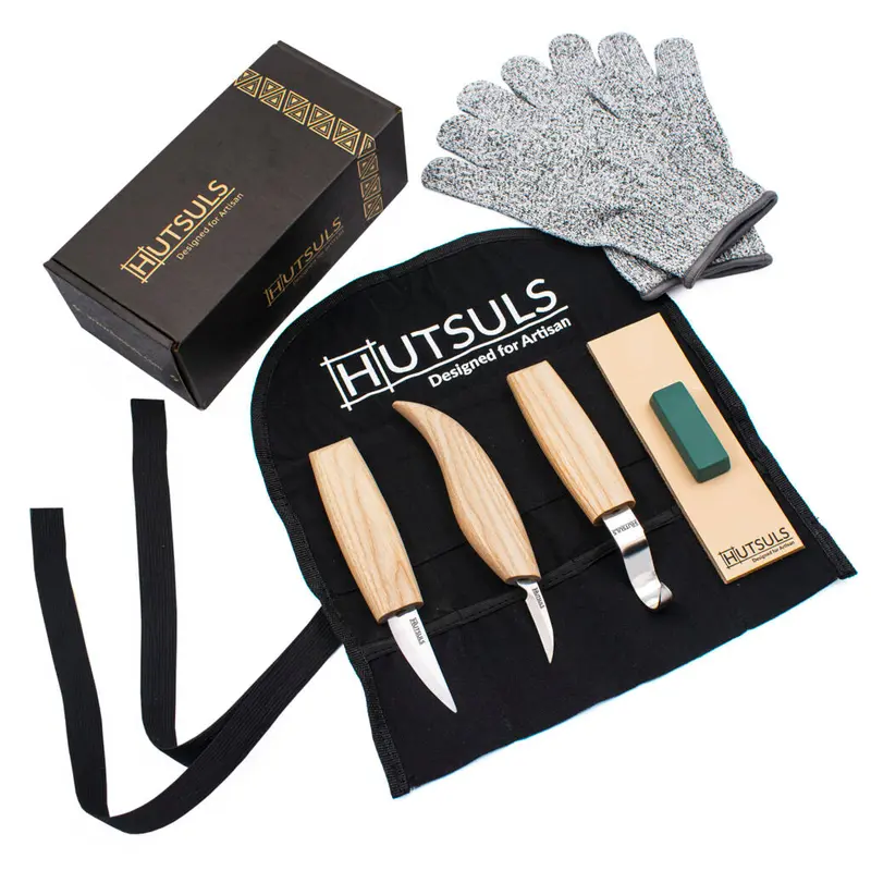 Hutsuls Wood Whittling Kit for Beginners - 8 pcs Razor Sharp Wood Carving Knife Set, Beautifully Designed Gift Box, Whittling Knife for Kids & Adults