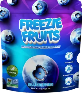 Freezie Fruits Blueberry Freeze Dried Fruit 100% Real Blueberries Gluten Free Vegan Non GMO No Added Sugar Nutrient Dense Snack