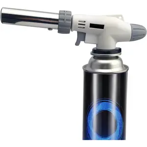Professional Culinary Butane Torch - Adjustable Flame, 360° Inverted Silver Lighter for Creme Brulee, BBQ ,Candle Igniter(Butane Not Included)