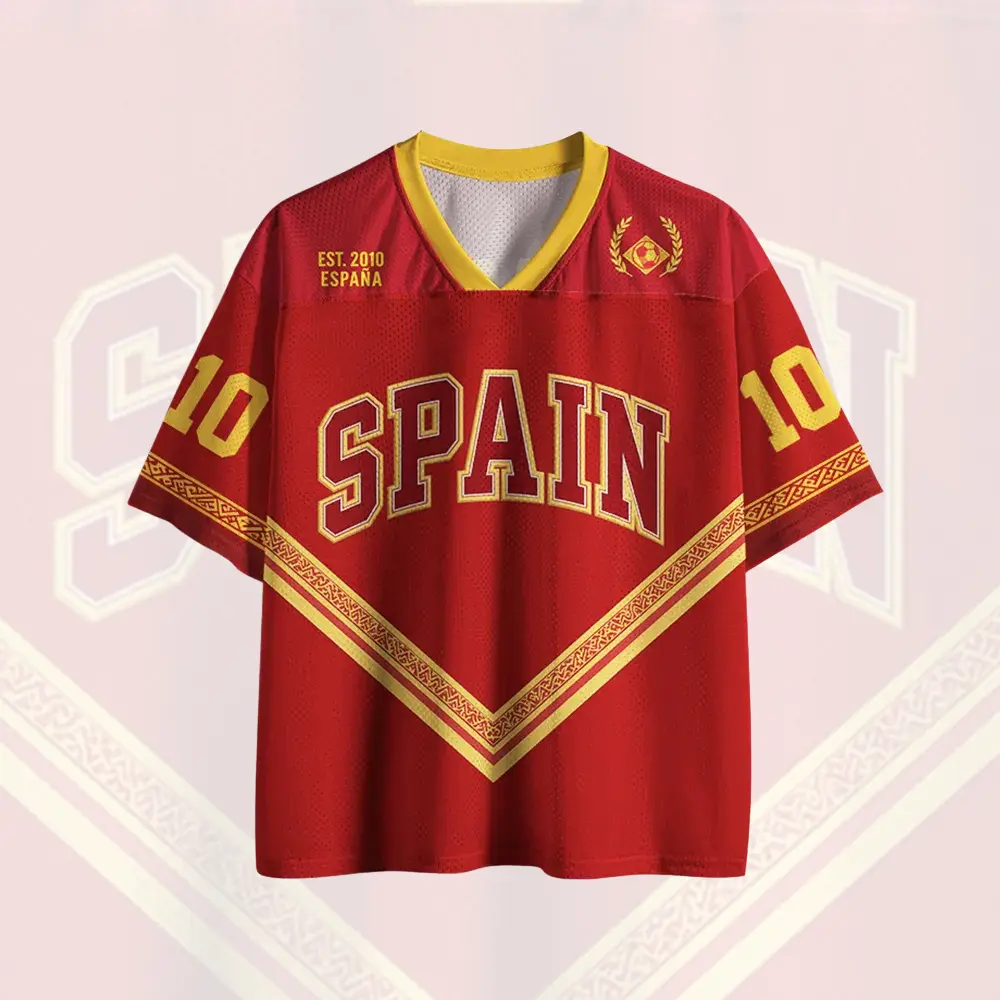Personalized Spain Football Jersey for Men & Women – Lightweight Breathable Mesh Soccer Shirt, Spanish Pride Fan Apparel, Custom Football Gift for Birthdays, Christmas & Game Day