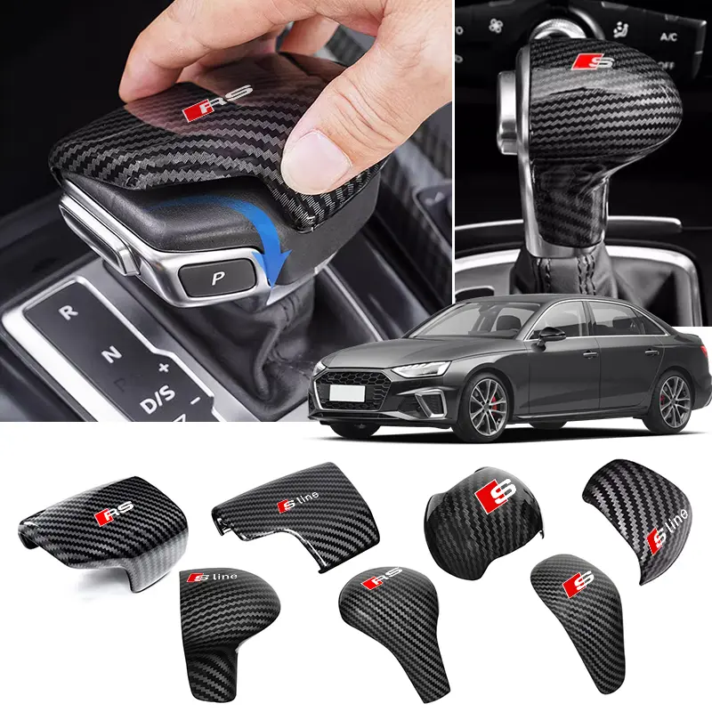 2026 New Car Carbon Fiber ABS Gear Shift Knob Handle Lever Cover for Audi Sline A3 A4 A5 A1 A6 Q3 Q5 Q7 TT B5 B6 B7 B8 8P 8V 8L C6 C7 4F For Car Décor