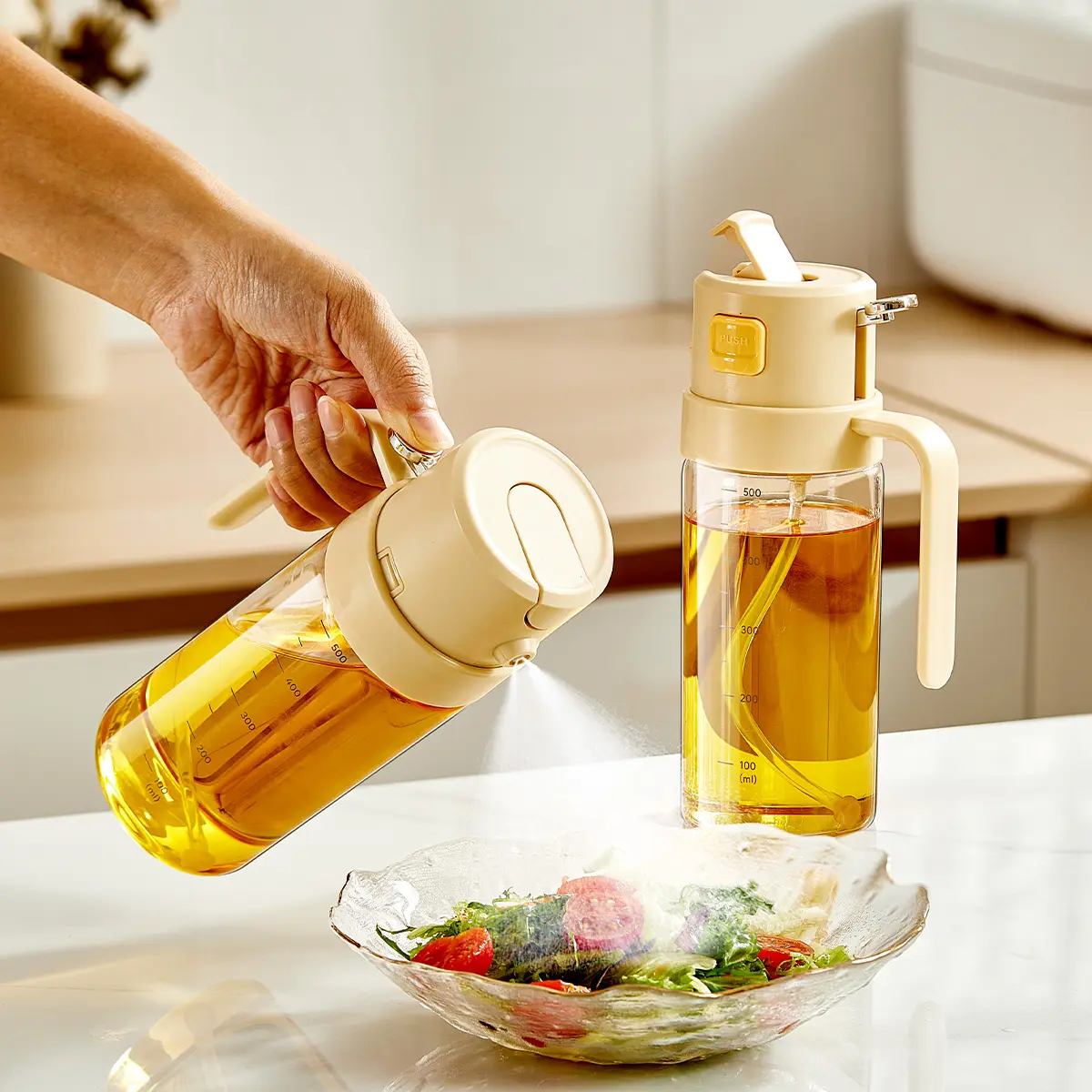 Kitchen 2-in-1 Oil Sprayer Dispenser Bottle, Multifunctional Olive Oil Mister For Air Fryer Roasting Daily Cooking#SummerWins #DealsForYouDays#midyearsale