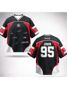 Korean SUGA Boy Band Merch Fan Version Jersey Tee KPOP Star Style #93 Print Breathable Sportswear Athletic Fashion Daily Streetwear Basic