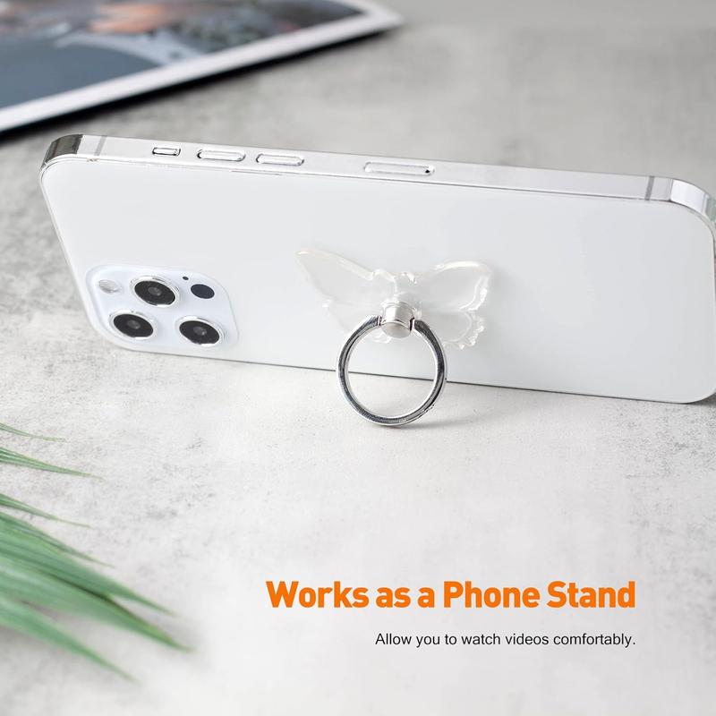 [2 Pack] Transparent Diamond Phone Ring Holder – 360° Rotating & 180° Adjustable Finger Kickstand, Electroplated Grip Stand for iPhone, Samsung & All Smartphones