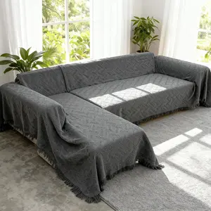 Sectional Couch Covers, 2 Pieces L Couch Cover for Sectional Sofa, Washable L Shape Sofa Cover Furniture Protector for Dogs Pets (X-Large, 110" x 63"+118" x 71", Dark Gray)