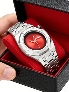 Men's Quartz Watch Fashion Luxury Business Casual Irregular Case Steel Band Analog Wristwatch Office Social Clock Festival Gift