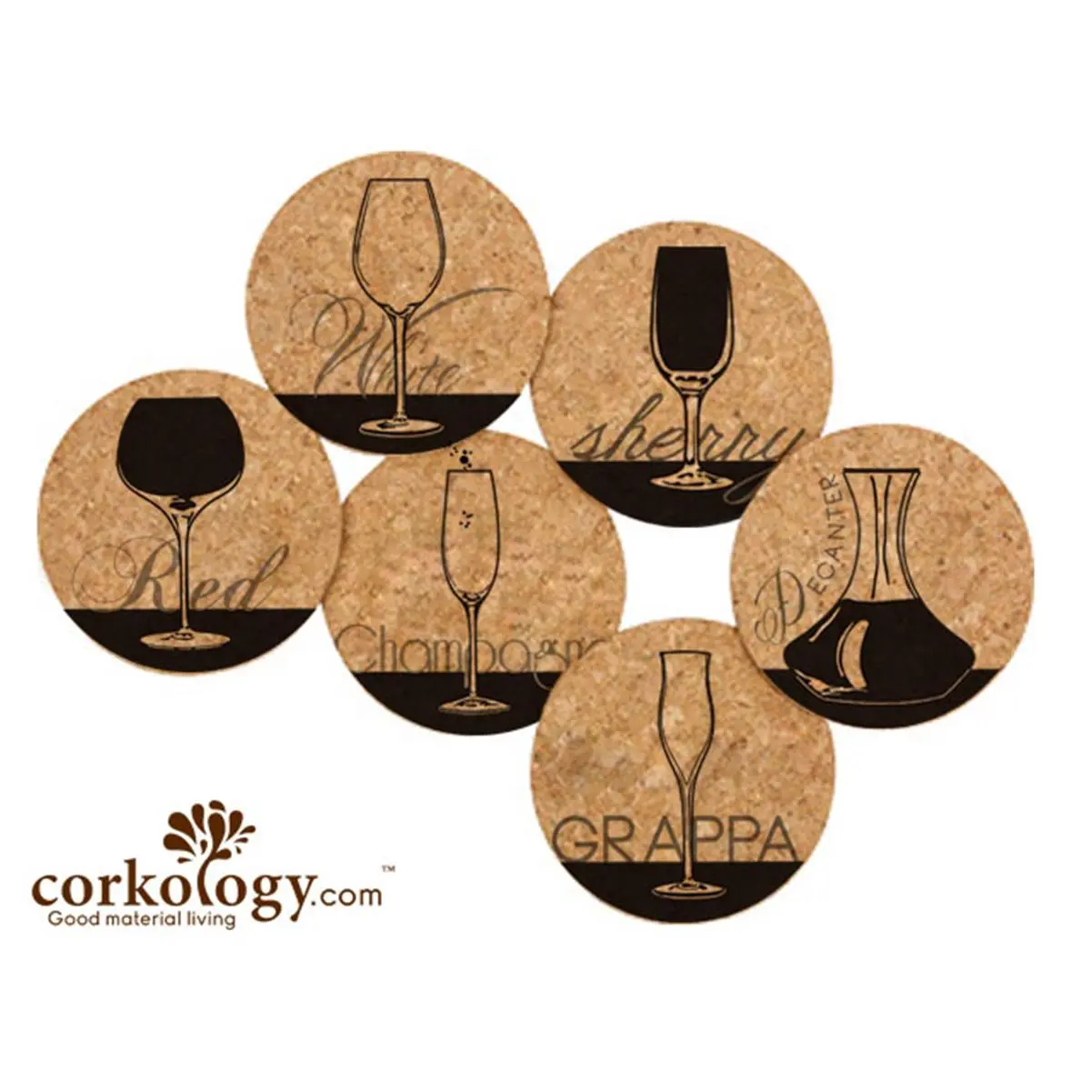 Corkology Natural Cork Coaster Sets - Kitchenware Protection Accessories for Tableware, Bar & Wine Glasses, Bar Utensils