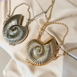 Women's 2026 Trendy Nautilus Shell Mini Purse, Metallic Zinc Alloy Evening Clutch Bag with Chain Strap, Lightweight Shoulder Bags for Party & Wedding Night Out, Cosmetic & Lipstick Pouch, Women Purses