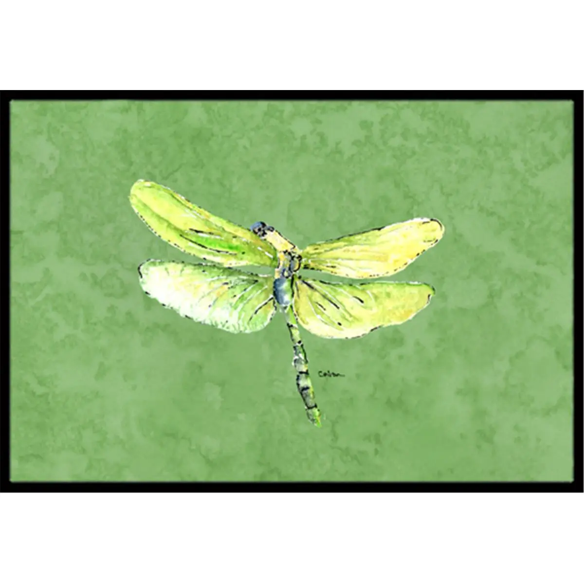 212 MAIN Carolines Treasures 24x36 in. Dragonfly On Avocado Indoor-Outdoor Doormat, Textile Rug for Indoor-Outdoor Use