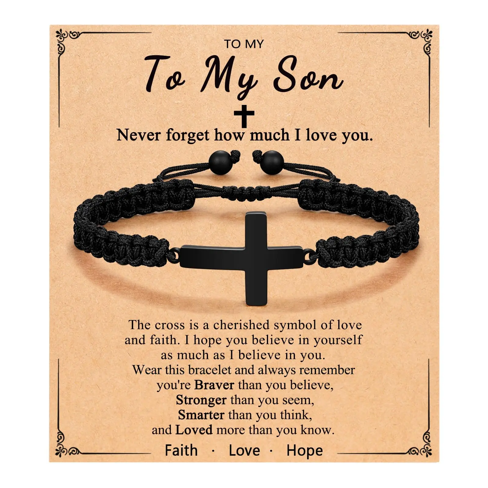 Braided Cross Bracelet for Men & Youth, Handwoven Rope with Adjustable Size, Layered Stack Design for Daily Wear - Christmas & Graduation Gift, Bracelets Stack, Birthday Gift Ideas