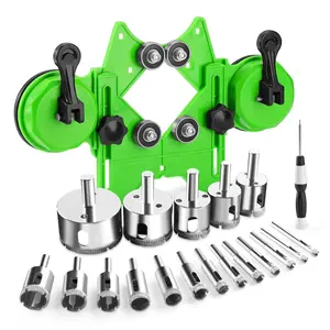 Diamond Hole Saw Kit, 18 PCS Tile Hole Saw Kit with Double Suction Cup Guide, 6-50 mm Dry/Wet Drill Bits Set for Ceramic, Glass, Porcelain, Marble, Granite # drill bit for metal