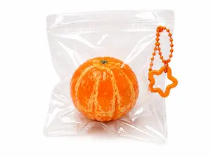 Peelable Orange Squishy Toy, Super Soft Slow-Rising Stress Relief Keychain