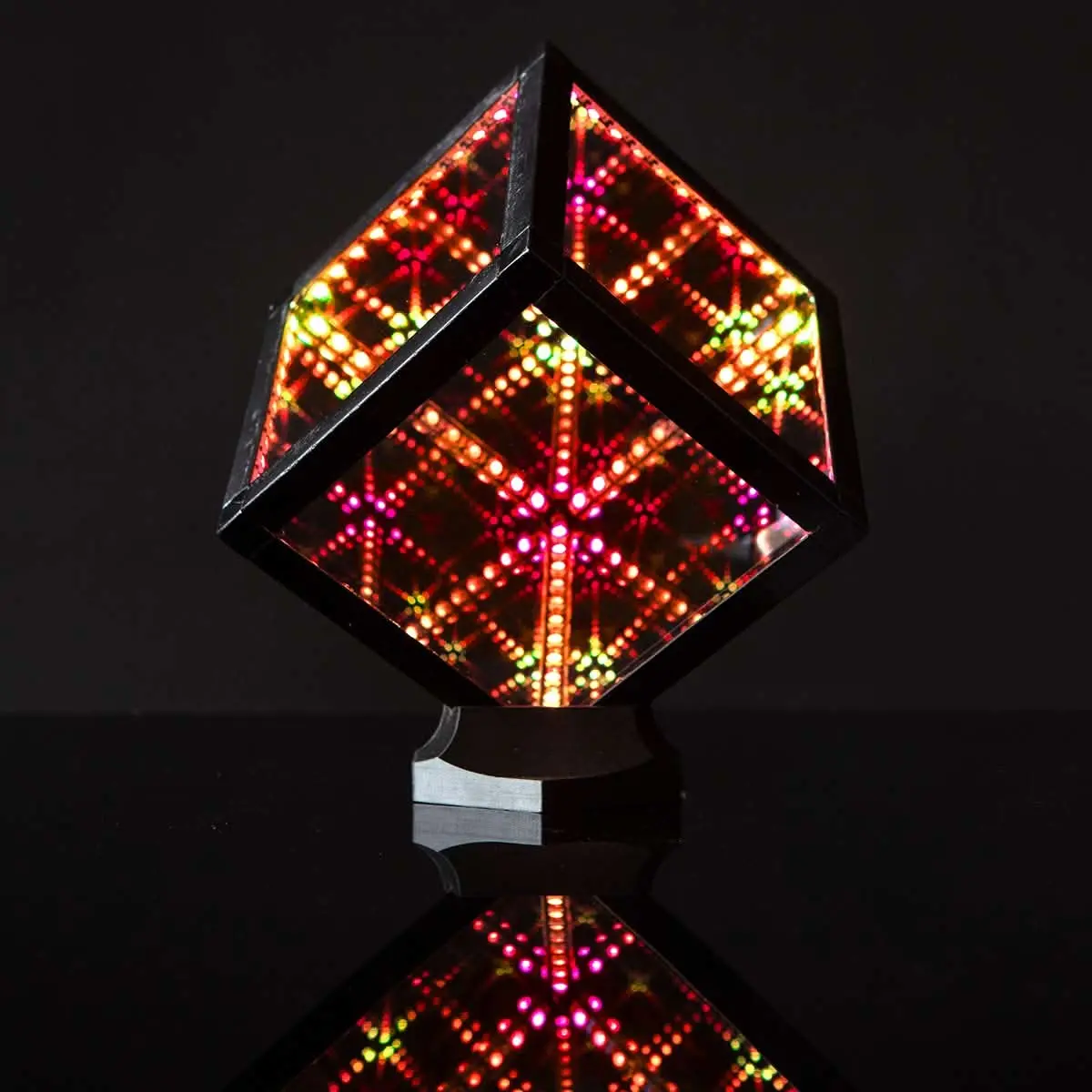 HyperCube Nano Infinity Mirror LED Cube - RGB Sound Reactive Light Sculpture for Home Decor, Unique Lighting, Gaming Room & Gifts
