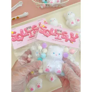 Fluffy White Bear Squishy Stress Relief Toy