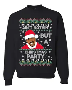 Made in USA Tupac Ain’t Nothin’ But a Christmas Party Ugly Christmas Sweater, Funny Rapper Holiday T-Shirt, Hip Hop Xmas Party Crewneck, Unisex Graphic Sweatshirt