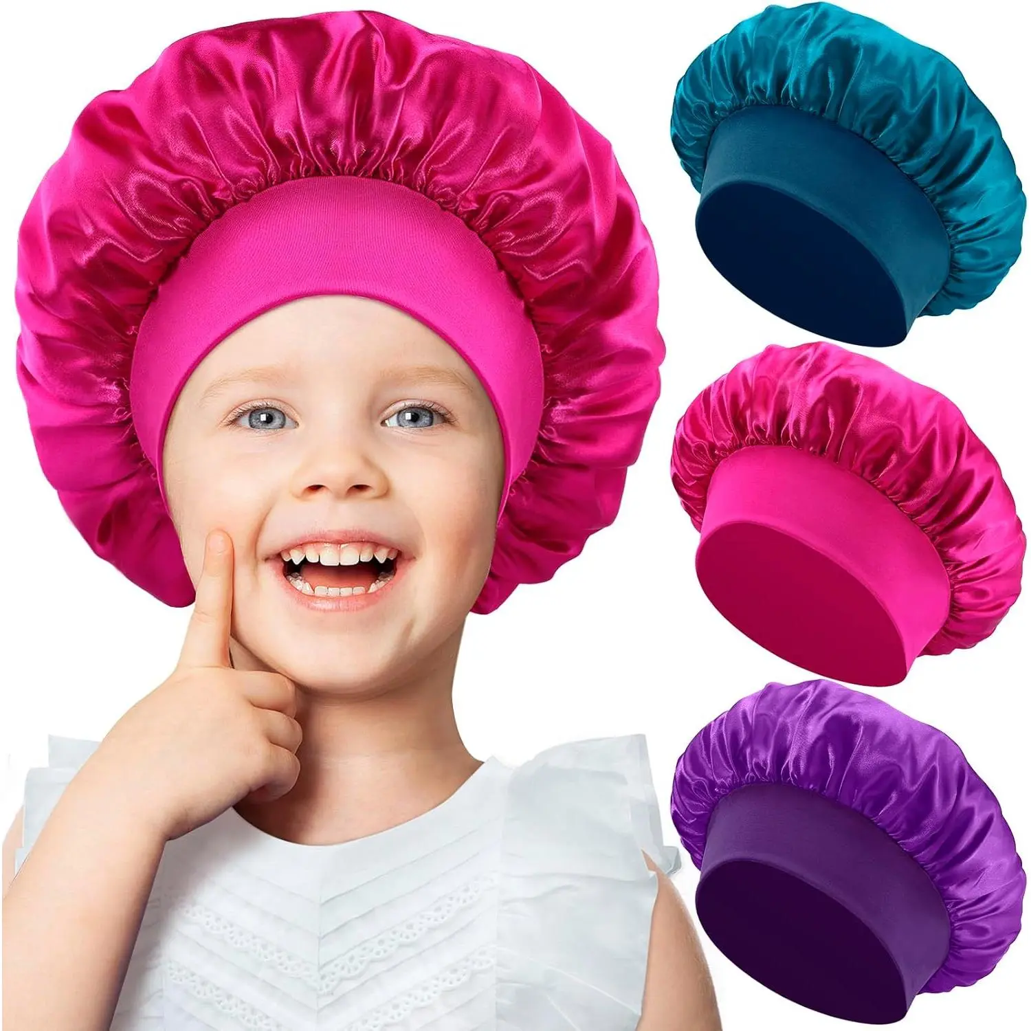 3 count  Satin Bonnet Sleeping Cap, Bonnets for Girl,Soft Wide Band  Bonnets,Breathable  Bonnet Night Cap