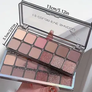 12 Color Eyeshadow Palette Matte and Glitter Textures, Earthy Shades, Daily Use, Lightweight Brightening, Perfect for Everyday Makeup