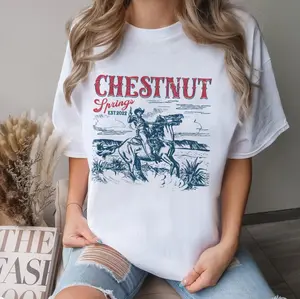 Chestnut Springs Series Bookish Cowboy Graphic Tee, Western Book Lover Romance Reader T-Shirt