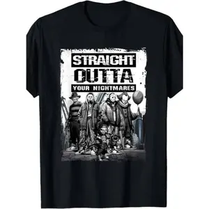 Straight Outta Nightmares" Men's Vintage Horror Halloween T-Shirt - 100% Cotton