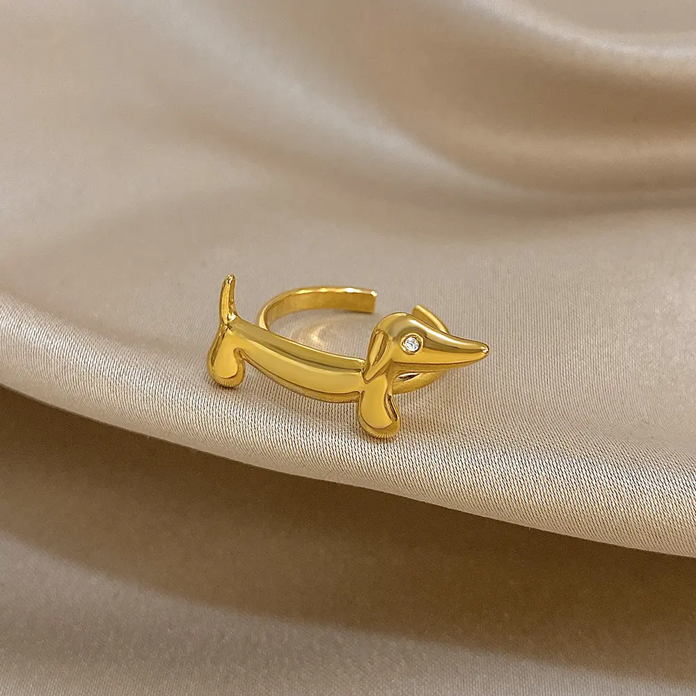 Dachshund Rings for Women Dachshund Open Rings Cute Adjustable Wiener Dog Rings Animal Puppy Dog Jewelry Gifts for Women