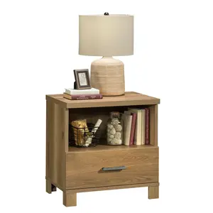 Sauder Rosedale Ranch Night Stand with Drawer - Stylish Bedside Table, Modern Nightstand, Wooden Tabletop, Storage Nightstand, Compact Design, Durable Single Drawer, Open Shelf, Easy Assembly, Versatile Use, Warm Brown Finish