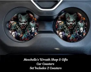Horror Villain Smash Up Car Coasters - Upgrade Your Car Interior with Stylish and Functional Car Coasters