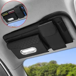 Car Sun Visor Tissue Box, 1 Count PU Leather Car Tissue Holder, Multifunctional Car Interior Accessories for Car Stowing & Tidying, Car Storage Organizer