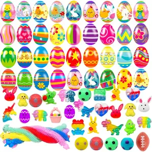 36 Pack Prefilled Easter Eggs with Fidget Toys Bright Colorful Easter Eggs Prefilled with Variety Easter Stress Toys Inside Great