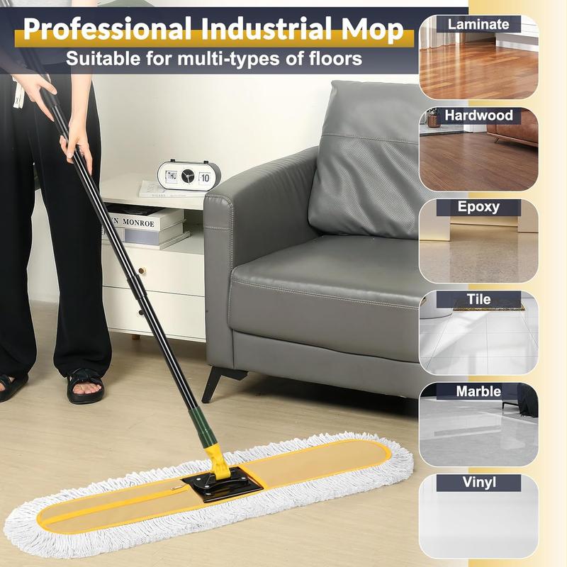 36" Commercial Dust Large Mops for Floor Cleaning, Heavy Duty Industrial Dry Wet Mop with Replacement Mop ,Floor Dust Broom for Hardwood, Tiles, Marble Floors for Hotel Gym Household Cleaning