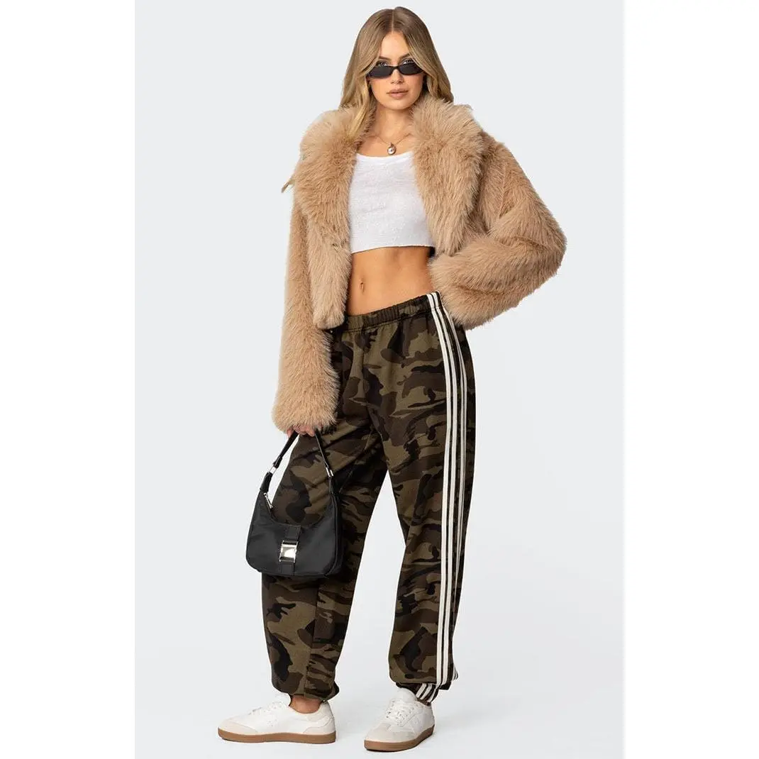 Edikted Women's Camo Contrast Striped Sweatpants