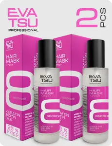 2 PCS  8 Second Keratin Biotin Silk Hydrating Hair Mask Spray Anti-Frizz Keratin Treatment for Dry, Damaged, Color-Treated Hair, Silky Smooth Glossy Finish Haircare Repair Hydrate Moisturizing 6.75 oz