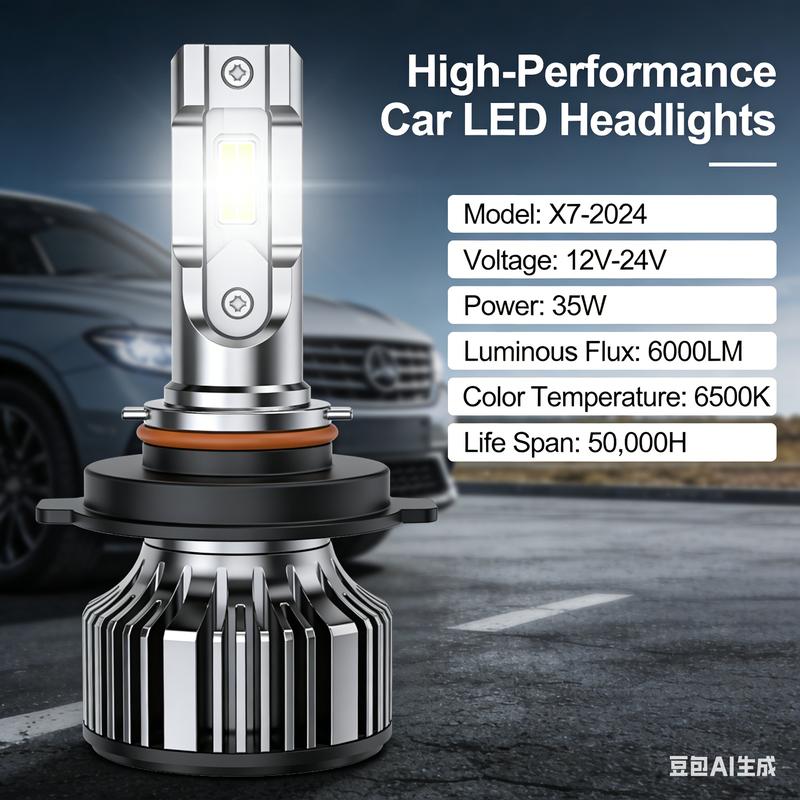 White & Crisp Vision: DOT Approved LED Headlights Kit - 6000K Brightness for Superior Night Driving Safety.