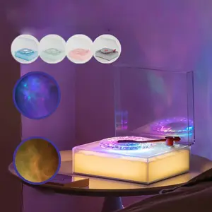 Wireless smart speaker, retro record design with wireless speaker, RGB LED night light and dynamic lighting, white noise for sleep in the bedroom, suitable for bedrooms, offices, game rooms, parties, and gifts, Room Decor