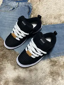 Low-Top Versatile Large Size Floor Board Shoes, Fashion Wearable Thick Sole Bread Sneakers for Men and Women, Casual Sporty Lace-Up Shoes Sports Shoes