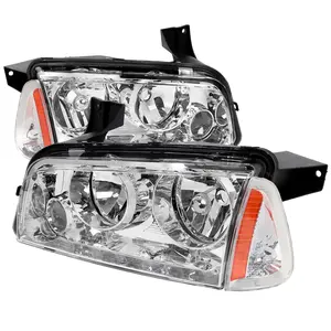 2006-2010 Charger Factory Style Headlight Assemblies w/ Corner Lights (Chrome Housing/Clear Lens)